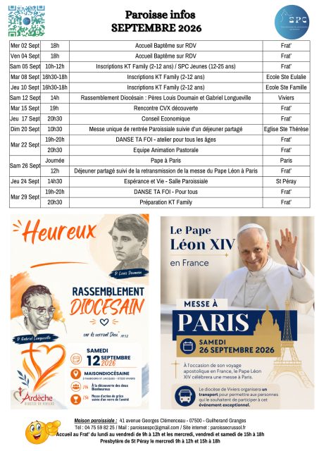 Voici le paroisse infos de septembre